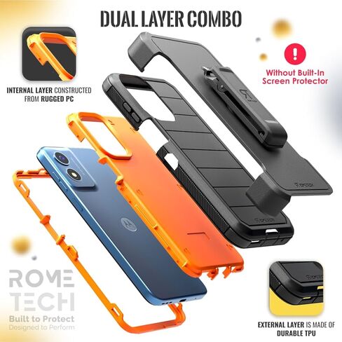 for Motorola Moto G Play 4G (2024) Case with Belt Clip Holster & Kickstand, Screenless Protective Dual-Layer Shockproof Phone Case for Moto G Play 4G - Black in Saudi Arabia