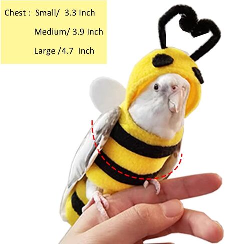 Anelekor Halloween الحيوانات الأليفة الطيور زي الحيوانات الصغيرة ملابس الطيور تأثيري الزي النحل على شكل هوديس للببغاوات الرمادية الأفريقية الببغاء كوكاتيل الشمس كونور فينش الببغاء (النحل، كبير) in Kuwait