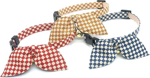 PetSoKoo وشاح على شكل أذن أرنب وربطة عنق وياقة على شكل قطة لعيد الميلاد مع جرس. طباعة منقوشة على الموضة. 100% قطن. قابل للانفصال الآمن. ناعم وخفيف الوزن in Kuwait