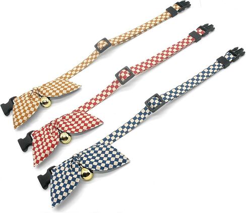 PetSoKoo وشاح على شكل أذن أرنب وربطة عنق وياقة على شكل قطة لعيد الميلاد مع جرس. طباعة منقوشة على الموضة. 100% قطن. قابل للانفصال الآمن. ناعم وخفيف الوزن in Kuwait