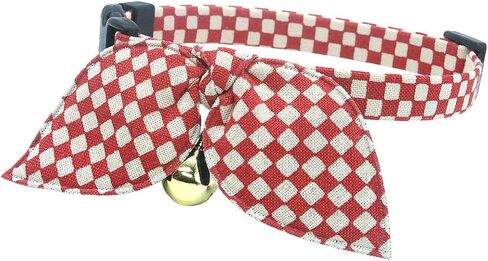 PetSoKoo وشاح على شكل أذن أرنب وربطة عنق وياقة على شكل قطة لعيد الميلاد مع جرس. طباعة منقوشة على الموضة. 100% قطن. قابل للانفصال الآمن. ناعم وخفيف الوزن in Kuwait