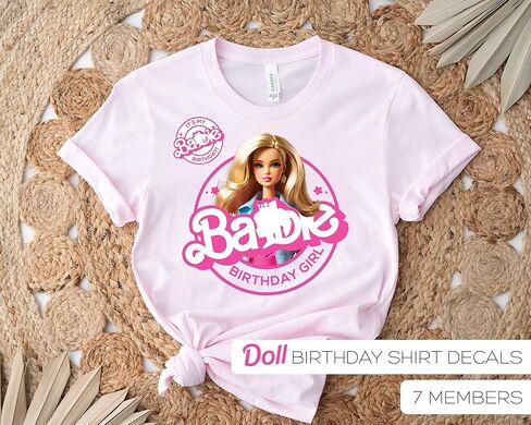 قمصان عيد الميلاد قابلة للكي على النقل لأفراد العائلة - تي شيرتات متطابقة مطبوعة على شكل دمية وردية، صورة ظلية، رقع فينيل لاصقة للحرارة لتزيين حفلات أعياد الميلاد للفتيات in Kuwait