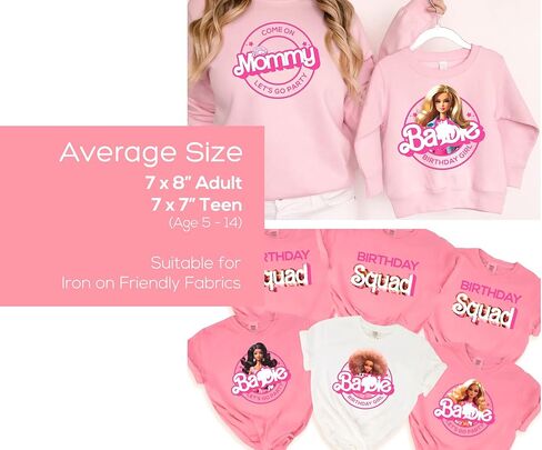 قمصان عيد الميلاد قابلة للكي على النقل لأفراد العائلة - تي شيرتات متطابقة مطبوعة على شكل دمية وردية، صورة ظلية، رقع فينيل لاصقة للحرارة لتزيين حفلات أعياد الميلاد للفتيات in Kuwait