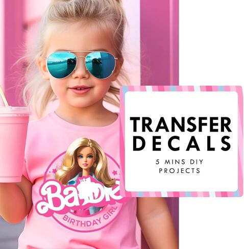 قمصان عيد الميلاد قابلة للكي على النقل لأفراد العائلة - تي شيرتات متطابقة مطبوعة على شكل دمية وردية، صورة ظلية، رقع فينيل لاصقة للحرارة لتزيين حفلات أعياد الميلاد للفتيات in Kuwait