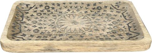 Creative Co-Op Hand-Carved Mango Wood Tray, Brown in Saudi Arabia