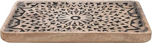 Creative Co-Op Hand-Carved Mango Wood Tray, Brown in Saudi Arabia