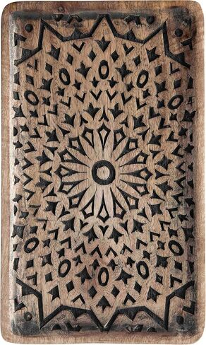 Creative Co-Op Hand-Carved Mango Wood Tray, Brown in Saudi Arabia