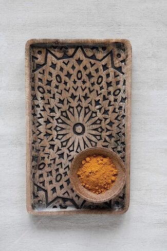Creative Co-Op Hand-Carved Mango Wood Tray, Brown in Saudi Arabia