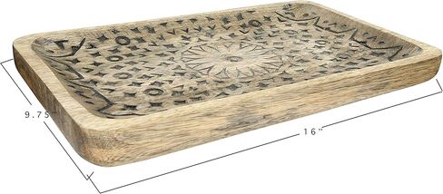 Creative Co-Op Hand-Carved Mango Wood Tray, Brown in Saudi Arabia