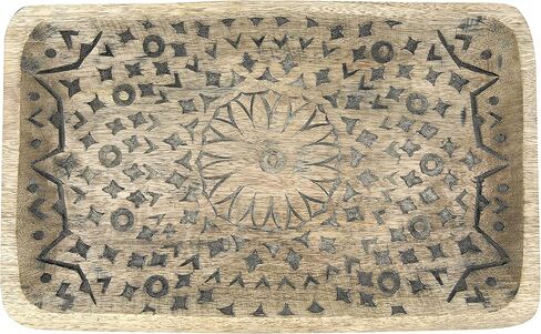 Creative Co-Op Hand-Carved Mango Wood Tray, Brown in Saudi Arabia