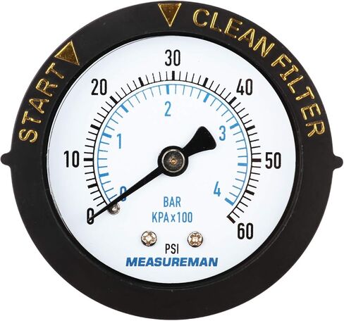 Measureman 2" Swimming Pool Pressure Gauge, 1/4"NPT Lower Mount, 0-60psi/kpa, Plastic Case in Saudi Arabia