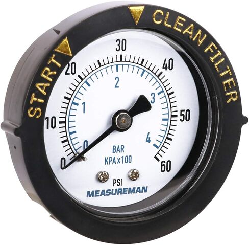 Measureman 2" Swimming Pool Pressure Gauge, 1/4"NPT Lower Mount, 0-60psi/kpa, Plastic Case in Saudi Arabia