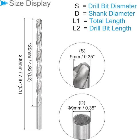 Extra Long Twist Drill Bit, 9mm Drill Diameter 200mm Total Length, High Speed Steel Twist Drill Bit - (Applications: for Copper Metal Woodwork) in Saudi Arabia