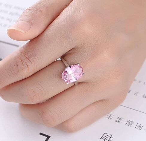 Fashion Jewelry Oval Cut Natural Pink Fire Topaz Solitaire Gemstone Silver Women Wedding Ring in Saudi Arabia