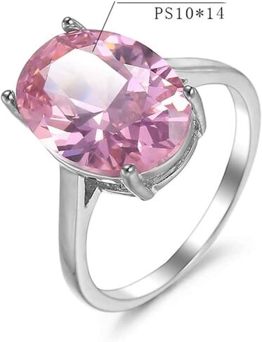 Fashion Jewelry Oval Cut Natural Pink Fire Topaz Solitaire Gemstone Silver Women Wedding Ring in Saudi Arabia