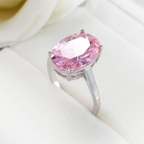 Fashion Jewelry Oval Cut Natural Pink Fire Topaz Solitaire Gemstone Silver Women Wedding Ring in Saudi Arabia