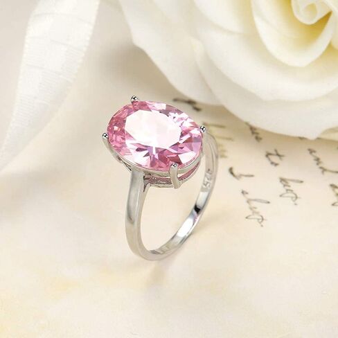 Fashion Jewelry Oval Cut Natural Pink Fire Topaz Solitaire Gemstone Silver Women Wedding Ring in Saudi Arabia