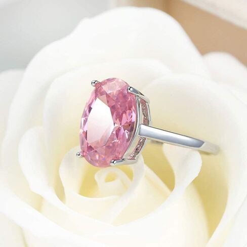 Fashion Jewelry Oval Cut Natural Pink Fire Topaz Solitaire Gemstone Silver Women Wedding Ring in Saudi Arabia