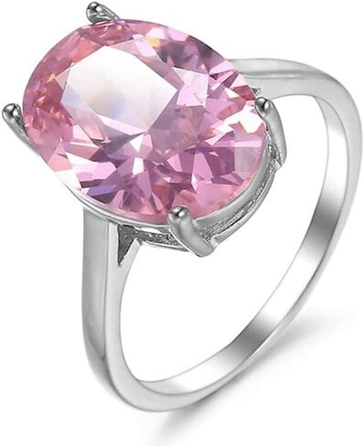 Fashion Jewelry Oval Cut Natural Pink Fire Topaz Solitaire Gemstone Silver Women Wedding Ring in Saudi Arabia