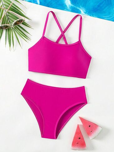 Milumia Girl's 2 Piece Swimsuits Criss Cross Spaghetti Strap Bikini Sets Swimwear in Saudi Arabia