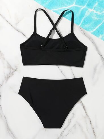 Milumia Girl's 2 Piece Swimsuits Criss Cross Spaghetti Strap Bikini Sets Swimwear in Saudi Arabia