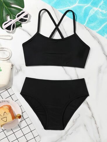 Milumia Girl's 2 Piece Swimsuits Criss Cross Spaghetti Strap Bikini Sets Swimwear in Saudi Arabia
