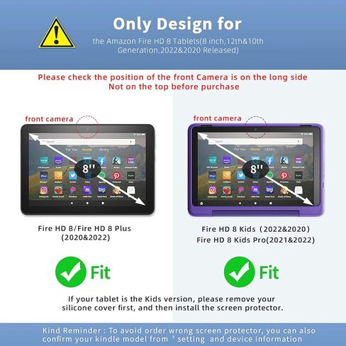 [2 Pack] Screen Protector for All-New Fire HD 8/Fire HD 8 Plus/Fire HD 8 Kids (10th Generation - 2020 Released),HD Clear Screen Protector Film (Anti Fingerprint) in Kuwait