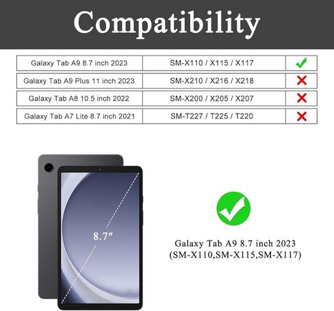 [عبوة من قطعتين] واقي شاشة لجهاز Galaxy Tab A9 8.7 بوصة 2023، واقي غشاء من الزجاج المقوى لجهاز Samsung Tablet A9 موديل SM-X110/X115/117 مضاد للخدش وصلابة 9H خالية من الفقاعات in Kuwait