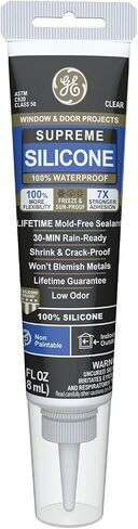 GE Supreme Silicone Caulk for Window & Door - 100% Waterproof Silicone Sealant, 7X Stronger Adhesion, Freeze & Sun Proof - 2.8 fl oz Tube, Clear, 12 Pack in Saudi Arabia