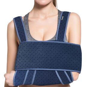 Velpeau Arm Sling Shoulder Immobilizer for Sleep - Adjustable Medical Rotator Cuff Support Brace with Chest Wrap for Broken & Fractured Bones, Dislocation, Fits Left & Right (Large)