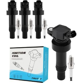 UF652 Ignition Coil Pack Spark Plug 4PCS 1.6L L4 For Hyundai Accent 2012-2020 Veloster 2012-2017,For Kia Rio 2012-2020 Soul 2012-2019, 273012B100 GN10634