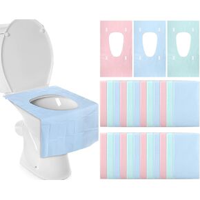 Qilery 60 Pcs 3 Colors XL Toilet Seat Covers Disposable Waterproof 16 x 24 Inch Extra Large Individually Wrapped Toilet Seat Covers Travel Toilet Mat Covers for Adults Kids Potty Training