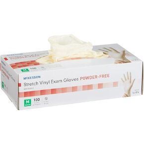 McKesson Stretch Vinyl Exam Gloves, Non-Sterile, Powder-Free, Medium, 100 Count, 10 Boxes, 1000 Total