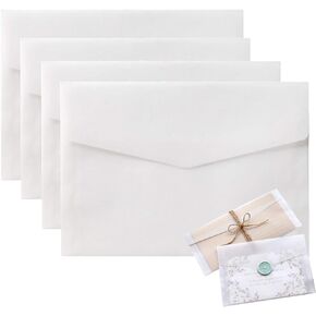 Envelopes for Invitation, 50 Pack 4.9x6.89 Inch White Translucent Paper Wedding Envelopes, Invitation Card Window Envelopes, Greeting Card Envelopes for Party, Birthday, Postcard …