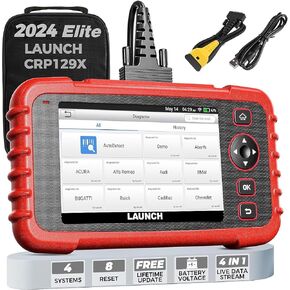 LAUNCH CRP129X Elite Obd2 Scanner، 2024 أداة مسح ضوئي مجانية للتحديث عبر الإنترنت مدى الحياة، 8 إعادة ضبط EPB/SAS/TPMS/BMS/خنق/إعادة ضبط الزيت، ترميز الحقن، ABS/SRS/TCM/المحرك، Auto Vin، ماسح ضوئي للسيارة لجميع السيارات