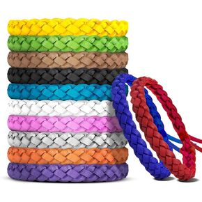 12 Pack Mosquito Repellent Bracelets, DEET-Free, Individually Wrapped PU Leather Insect & Bug Repellent Wrist Bands