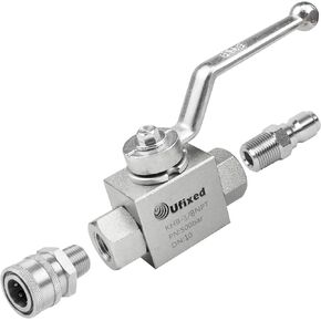 Heavy Duty Leak Proof 2 Way 1/4 Inch NPT Hydraulic Valve 2 Pack, 7250 Psi Shut Off High Pressure Washer Pump Parts, Non Rust KHB Ball Valve with handle Pressure Washer Quick Connect