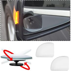 Blind Spot Convex Car Mirror, 360 Degree Adjustable HD Glass Rear View Side Mirror, Frameless Blindspot Safety Mirror with Wide Angle, Car Accessories for SUV, Motorcycle, Truck