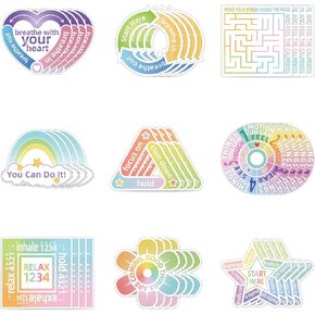 36pcs Anxiety Sensory Stickers, 9 Styles Rainbow Fidget Textured Strips Reusable Stress Calming Stickers Sensory Adhesive Strips for Adults Teens School Classroom Desk Office