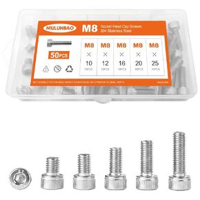 M5 x 60mm 65mm 70mm 75mm 80mm Hex Socket Head Cap Screws Bolts 304 Stainless Steel Allen Hex Drive Metric Machine, Fully Threaded, Assortment Kit 25PCS