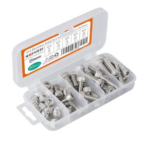 M5 x 20mm 25mm 30mm 35mm 40mm Socket Head Cap Screws Bolts Stainless Steel 304 Metric Machine Hex Socket Screw, Fully Threaded, Bright Finish, Assortment Kit, 50PCS