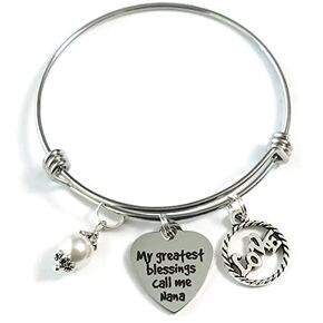 Gift for NANA, Nana Bangle Bracelet, My Greatest Blessings Call Me Nana Bracelet Gift, Christmas Gift for Nana, Nana Birthday From Grandkids