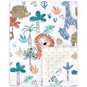 BORITAR Baby Blanket with Cute Lion for Boys and Girls Super Soft Minky with Double Layer Dotted Backing, Colorful Woodland Printed 30 x 40 Inch in Kuwait