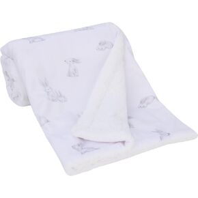 NoJo Sweet Bunny White, Pink, and Gray Super Soft Plush Sherpa Baby Blanket