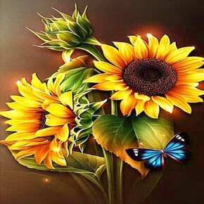 KARMOGSO Stamped Cross Stitch Kits,Sunflower Counted Cross Stitch Kits for Beginners Adults,Full Range of Cross-Stitch Stamped Kits Needlecrafts Arts and Crafts Embroidery for Decor,12"x16"