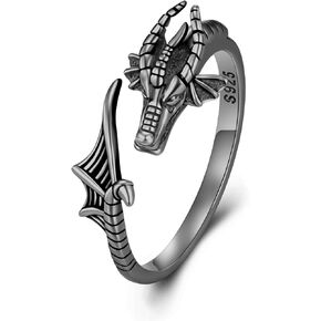 Dragon Ring 925 Sterling Silver Adjustable Wrap Dragon Rings Dragon Jewelry Gifts for Women Men