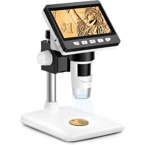 Digital Microscopes, Mijiaowatch USB Handheld Digital Microscope 1000X 4.3-Inch 1080P Zoom Microscope Camera Video Recorder for Adults/Kids/Hobbyists with 8 LED Light, PC View, Compatible with Windows