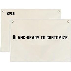 Lyla & Sage Play Co - Personalized Artistic Expression Wall Canvas Banner - Hanging Fabric Banner - Durable Customizable Wall Banner - DIY Blank Banner 26"x18" (2 Pack)