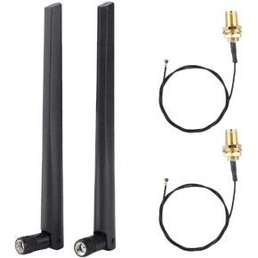 M.2/NGFF Wireless Network Card Cable, Dual Band WiFi SMA Male 2x5DBi Antenna+2 x RP-SMA IPEX MHF4 Pigtail Cable for Intel 9560NGW /9260AC/7265AC