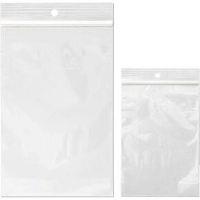 Reclosable Hang Hole Zip Poly Bags - 5 x 8 & (100 Bags) 4 Mil Clear Plastic with Resealable Lock Seal Zipper | Durable Poly Baggies | Resealable Zip Top Lock For Travel, Storage, Packaging & Shipping